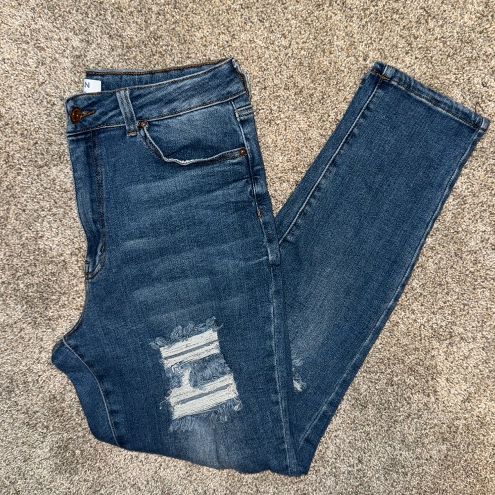 Juniors Wax Skinny Distressed Jeans Sz 9